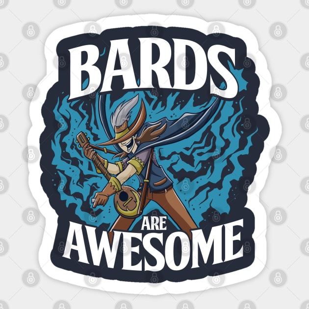 Bards are Awesome V2 Sticker by d20Monkey